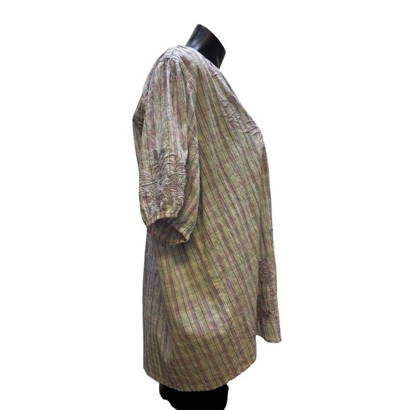 Johnny Was Purple Embroidered Striped Top Blouse L - Picture 4 of 6